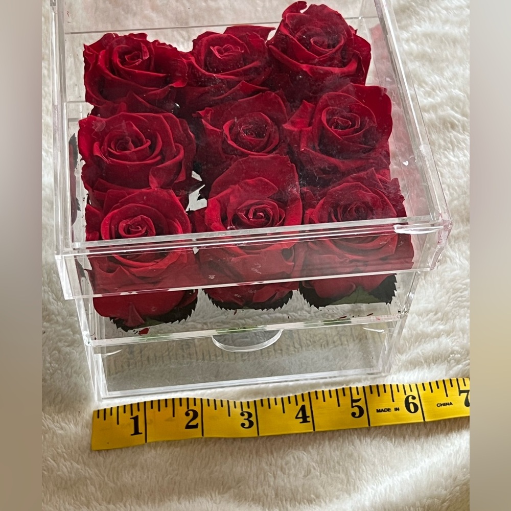 Preserved Red Roses in Acrylic Drawer Box - Picture 4 of 4